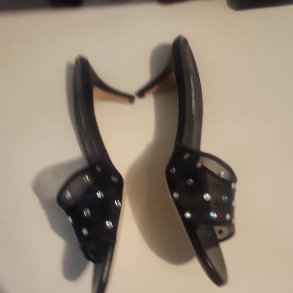 SJP Sarah Jessica Parker Black Rhinestone Embellished Mules Size 39 1/2 - Picture 4 of 7